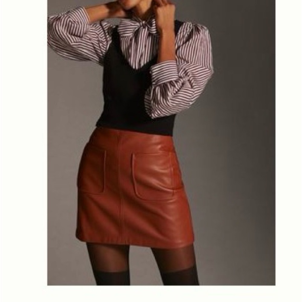 Maeve Faux Leather A-Line Mini Skirt